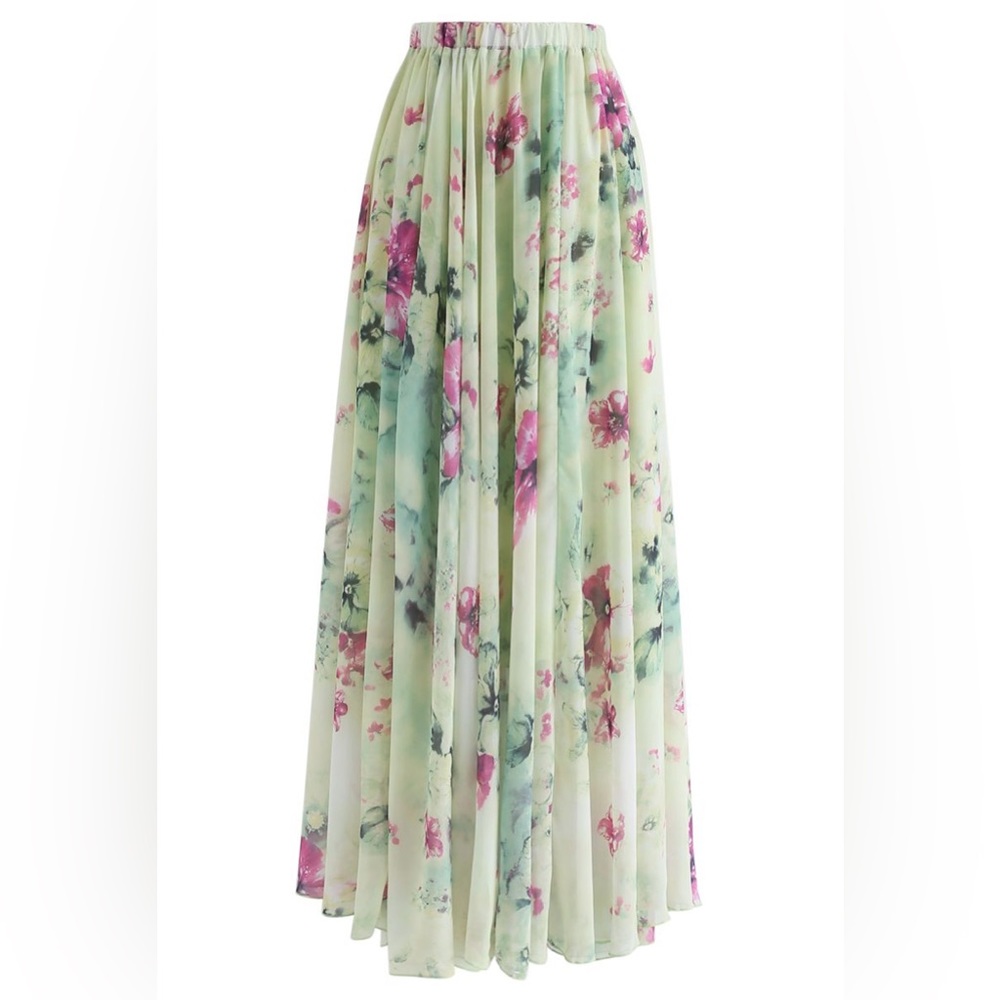 New FLORAL AND FRILL MAXI SKIRT - Picture 3 of 16